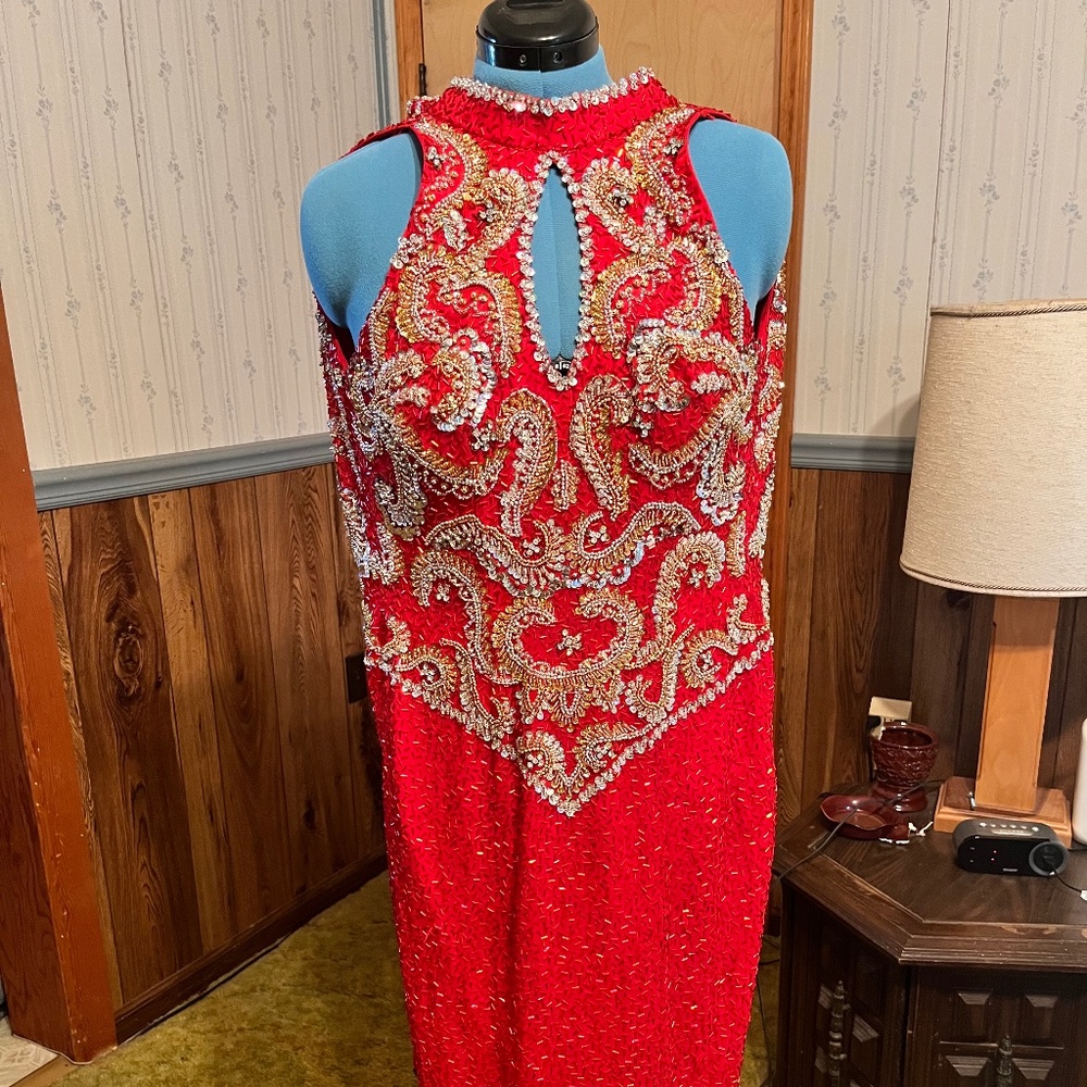 Red sequined formal
